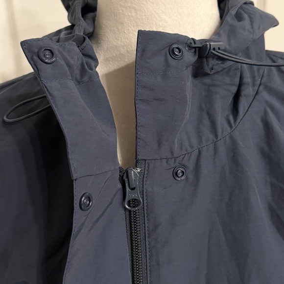 Eileen Fisher Jacket Navy Nylon Cotton Hood Relax Lagenlook Classic Minimal P/S - Picture 10 of 12